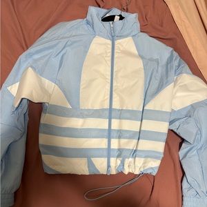 Baby blue adidas windbreaker cropped